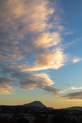 the Sainte Victoire mountain in the light of an autumn morning