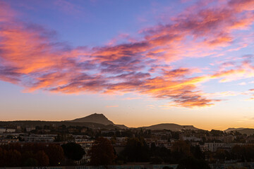 the Sainte Victoire mountain in the light of an autumn morning