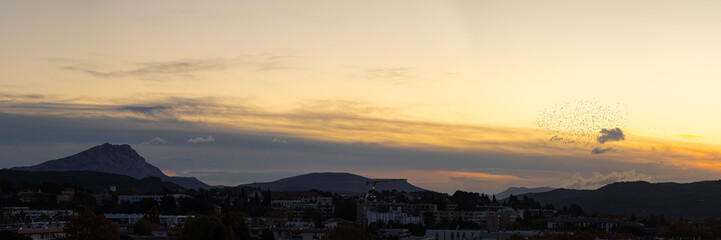 the Sainte Victoire mountain in the light of an autumn morning