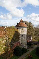 old watchtower with city wall in Vellberg