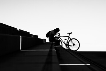 silhouette of a cyclist