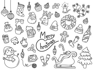 Hand drawn Christmas elements in doodle set B in PNG format
