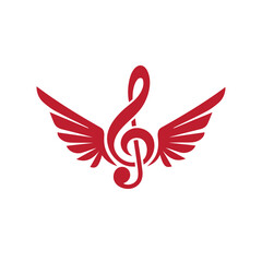 Obraz premium eagle wings with music logo icon design.