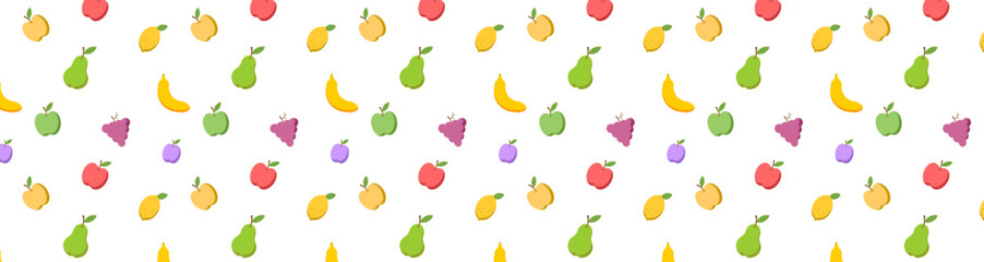 seamless pattern with fruits.  Flat design vector illustration on white background.
