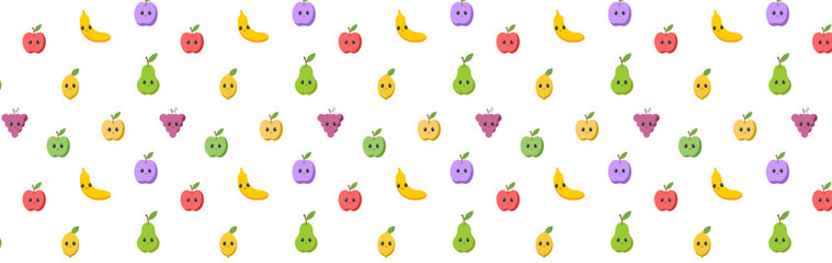 seamless pattern with fruits.  Flat design vector illustration on white background.