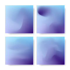 Set vector hologram backgrounds. Minimalist dreamy wallpaper pack. Social media square post template in pale blue and purple color. Lovely modern art cover design for brochure, leaflet, flyer, catalog