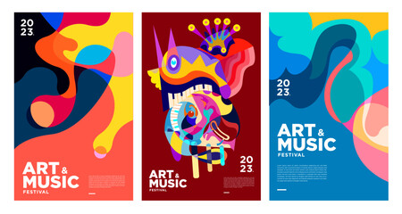 Summer Colorful Art and Music Festival Poster and Cover Template 2023