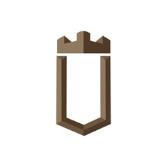 vintage crown logo and U letter symbol. Modern luxury brand element sign. Vector.