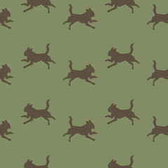 Running petit brabancon puppy. Seamless pattern. Dog silhouette. Endless texture. Design for wallpaper, fabric, decor, surface design. Vector.