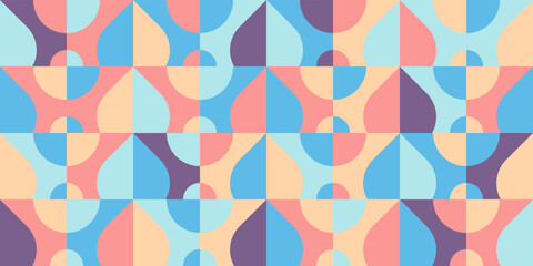 Abstract pattern from simple geometric figures. Seamless pattern in bauhaus style. Endless texture. For use in web design, presentation, poster, print