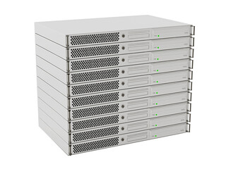 White data server units on transparent background.