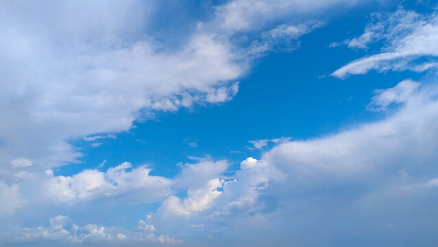 Blue sky with white clouds, Clear sky. Beautiful blue sky and clouds with daylight natural background.
