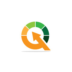 'Q' letter speed style with arrow sign abstract logo design.