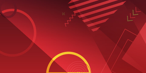 Modern abstract red background with pastel red memphis elements and retro-themed posters