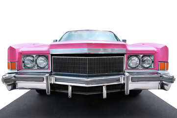 Beautiful US vintage convertible in pink - obrazy, fototapety, plakaty