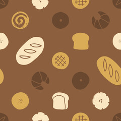 いろいろなパンのパターン素材