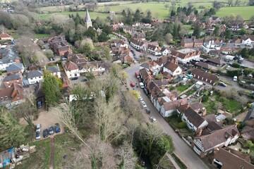 Shere Surrey UK quaint English Village aerial drone view