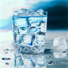 cup of water with ice - obrazy, fototapety, plakaty