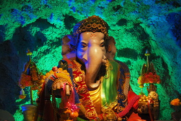 Ganesha statue (God of luck) in Hindu Buddhist temple
