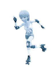 skate girl is running fast