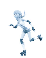 skate girl is running side view