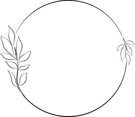 Circular frame decorated with some leaves suitable for graphic works templates and clip art
