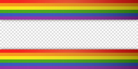 Abstract geometric red, orange, yellow, green, blue and purple ribbon lgbtq color isolated background. Lgbt Pride History Month color background with copy space for text. Transparent vector