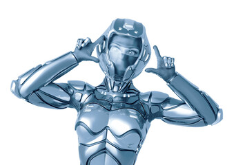 astronaut girl on sci-fi suit is on frame © DM7