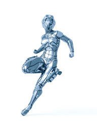 astronaut girl on sci-fi suit in action pose