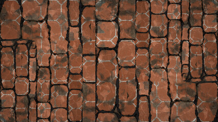 Destroyed crack wall brick texture on isolated background. Material grunged rocks textured.