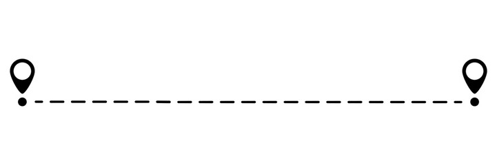 Pin map dotted line. Navigation pointers. Destination sign. Vector illustration isolated on white.