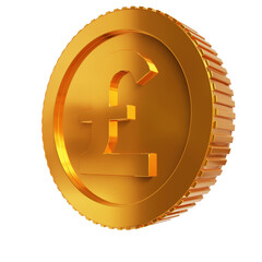 pound gold coin symbol 3d render design