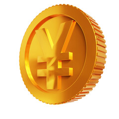 yen gold coin symbol 3d render design