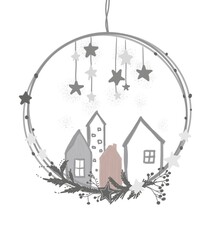 Handrawn postcards of winter holidays. Merry christmas wish postcard