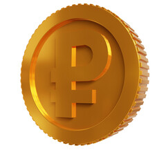 ruble gold coin symbol 3d render design