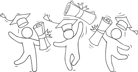 Happy students graduates with diploma