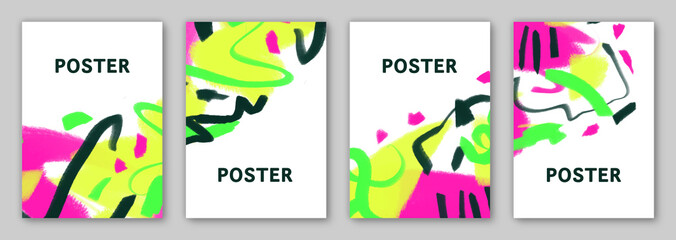 Abstract graffiti poster set - Colorful painting art background set