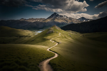 Fototapeta na wymiar beautiful footpath in mountains