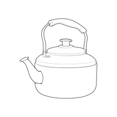 Kettle line vector art. Teapot logo. Kettle with handle isolated on white background. Kettle in line art style vector icon.