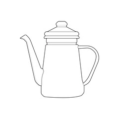 Kettle line vector art. Teapot logo. Kettle with handle isolated on white background. Kettle in line art style vector icon.