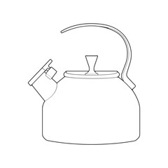 Kettle line vector art. Teapot logo. Kettle with handle isolated on white background. Kettle in line art style vector icon.