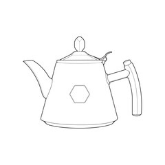 Kettle line vector art. Teapot logo. Kettle with handle isolated on white background. Kettle in line art style vector icon.