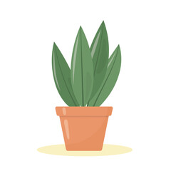 green houseplant in a clay pot- vector illustration