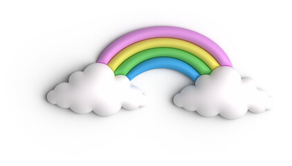 cute, inflated 3d rainbow in the clouds