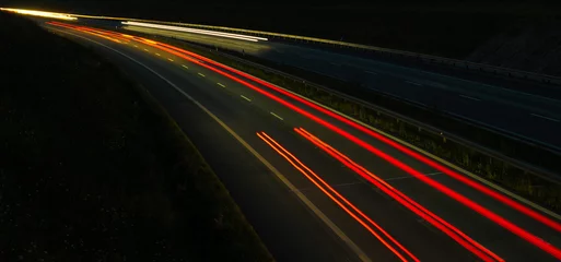 Papier Peint photo Lavable Autoroute dans la nuit lights of cars with night. long exposure