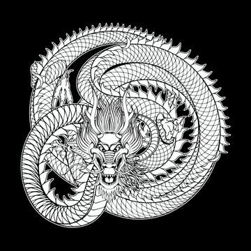 recommend clip art: Dragon japanese style tattoo vector illustration