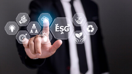 ESG Environment social governance investment business concept on screen.