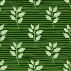 Freehand branches with leaves seamless pattern. Hand drawn organic background. Decorative forest leaf endless wallpaper.