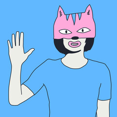 Fashion minimal vector illustration. Stylish girl funny cartoon emotions