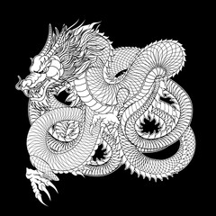 Dragon japanese style tattoo vector illustration